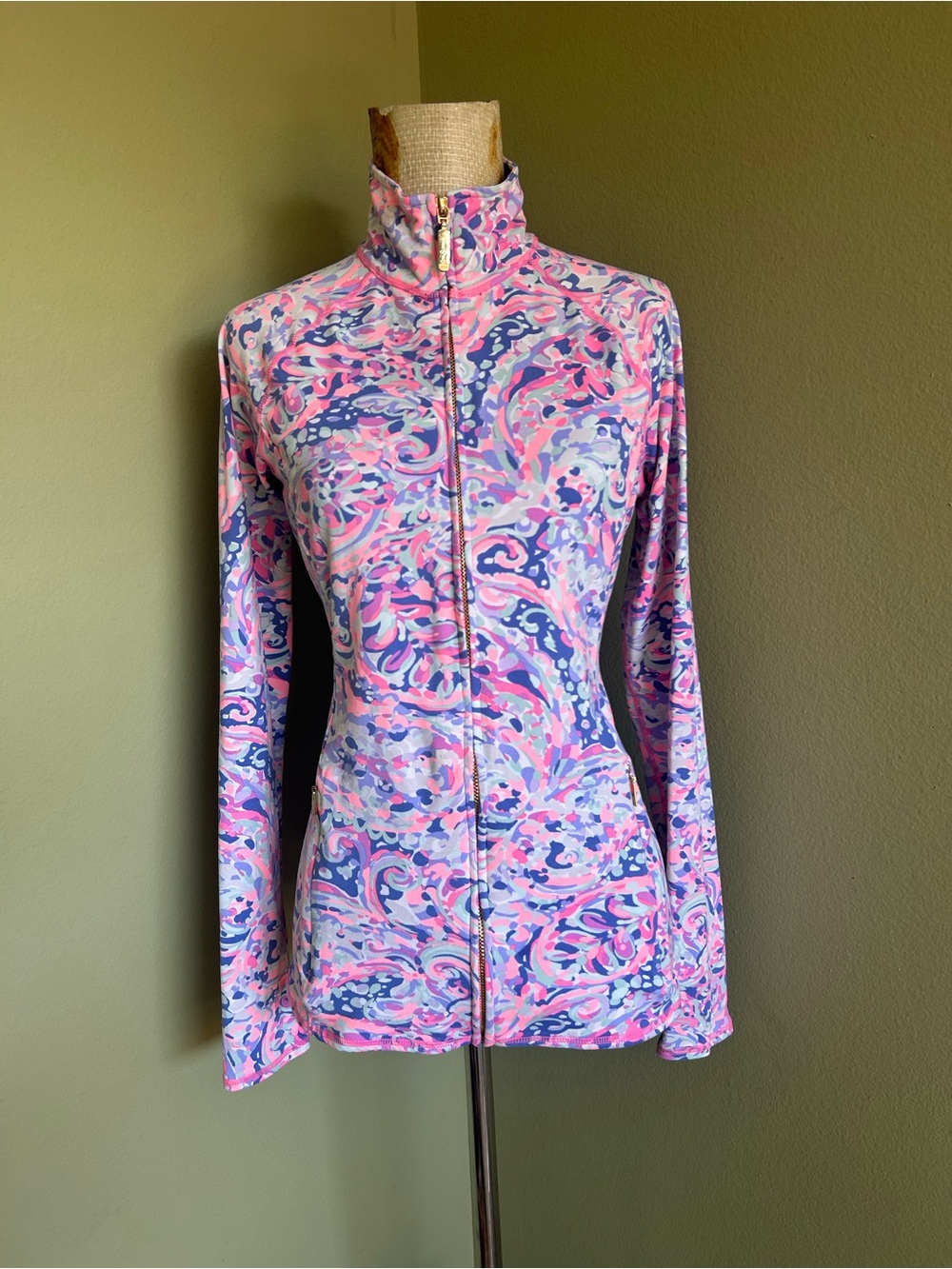 Lilly Pulitzer Luxletic Pink Lavender Swirl Full-Zip Jacket Sz S